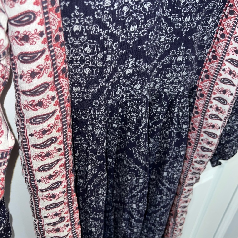 American Eagle Outfitters Navy and Red Printed Boho Tunic - Picture 6 of 8